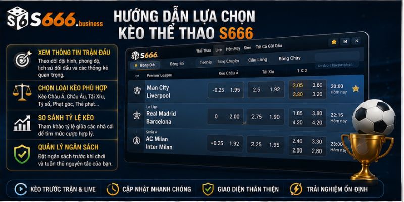 Hướng dẫn lựa chọn kèo thể thao S666