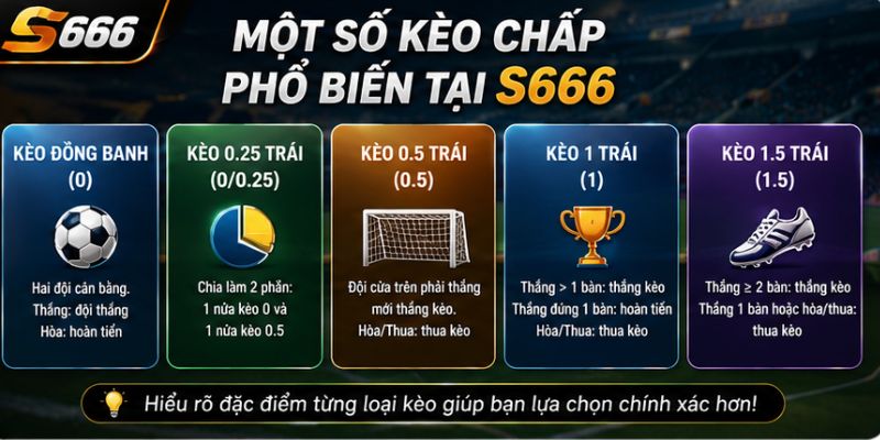 Một số kèo chấp phổ biến tại S666