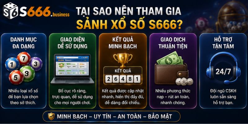 Tại sao nên tham gia sảnh xổ số S666?